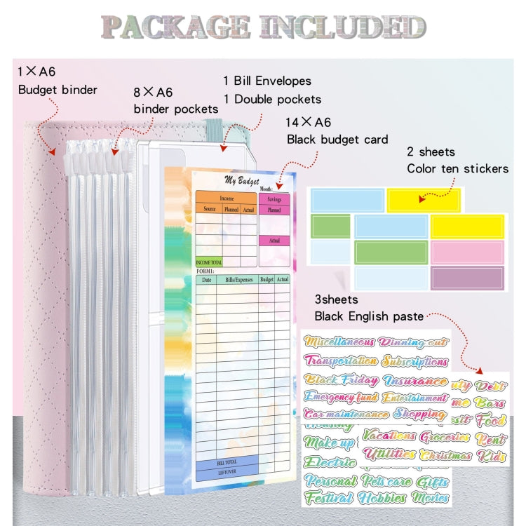 A6 Gradient Macaroon Loose-leaf Handbook Cash Budget Book(Green Yellow Pink) - Notebooks by buy2fix | Online Shopping UK | buy2fix