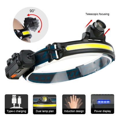 678-1 Fixed Focus XPG + COB Sensor Headlight Flashlight 6 Lighting Modes Rechargeable Head Lamp - Headlamp by buy2fix | Online Shopping UK | buy2fix