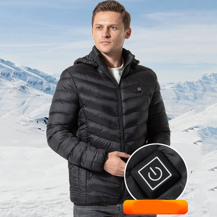 11 Zone Double Control Black USB Winter Electric Heated Jacket Warm Thermal Jacket, Size: XXXXL - Down Jackets by buy2fix | Online Shopping UK | buy2fix