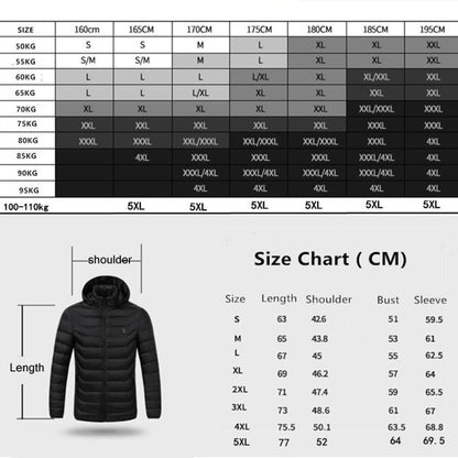 9 Zone Black USB Winter Electric Heated Jacket Warm Thermal Jacket, Size: XXXXL - Down Jackets by buy2fix | Online Shopping UK | buy2fix