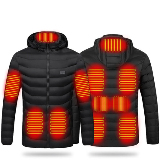 11 Zone Double Control Black USB Winter Electric Heated Jacket Warm Thermal Jacket, Size: XL - Down Jackets by buy2fix | Online Shopping UK | buy2fix