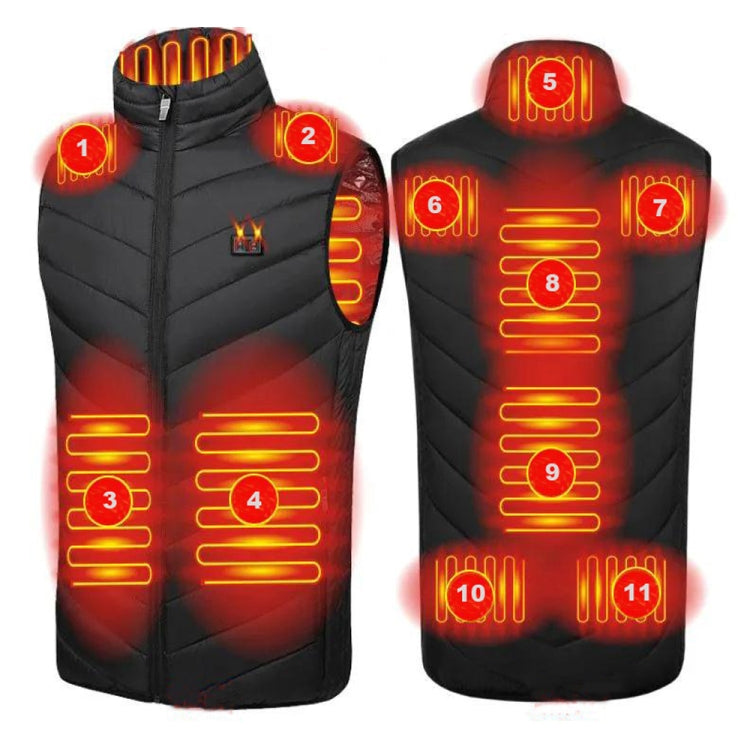 11 Area Double Control Black USB Electric Heating Undershirt Intelligent Warm Vest(XL) - Down Jackets by buy2fix | Online Shopping UK | buy2fix