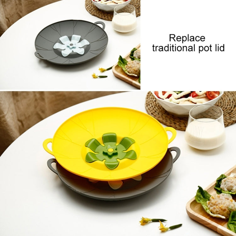 Silicone Flower Spill-proof Pot Lid Rotatable Pot Lid Kitchen Gadget, Size: 29cm Large Gray - Insulation by buy2fix | Online Shopping UK | buy2fix