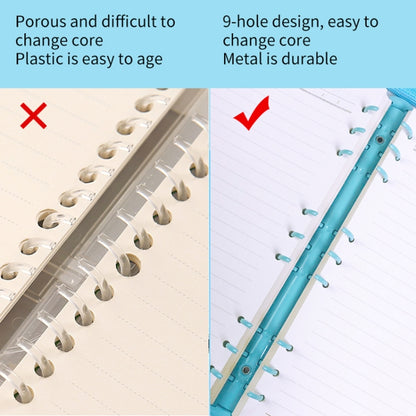 B5 9 Rings Loose-leaf Journal Clear PVC Cover Zipper Planner Notebook Without Inner Pages(Sky Blue) - Notebooks by buy2fix | Online Shopping UK | buy2fix