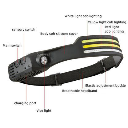 W689-3 White Light  USB Rechargeable Motion Sensor Headlamp COB Outdoor Fishing Flashlight - Headlamp by buy2fix | Online Shopping UK | buy2fix