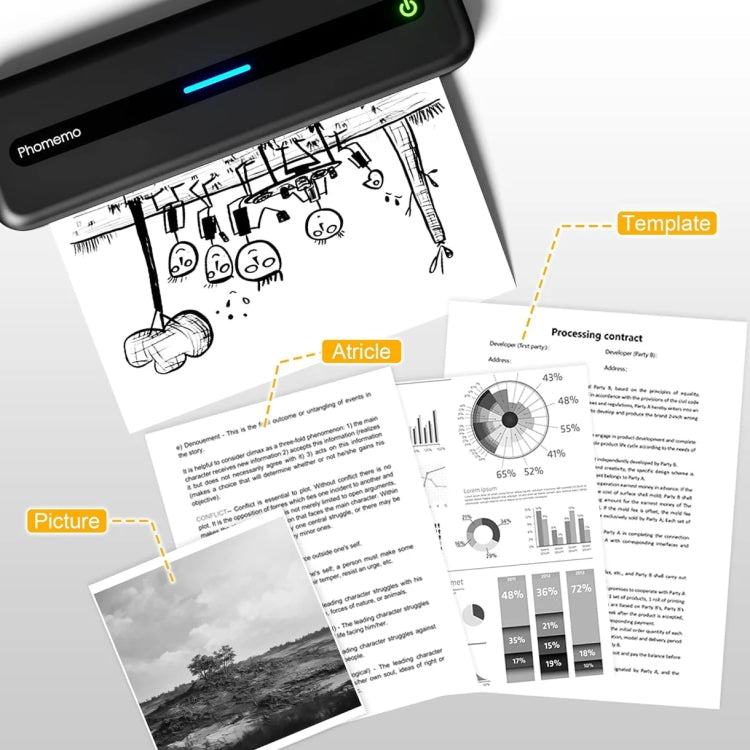 Phomemo M832 300dpi Wireless Thermal Portable Printer, Size: Letter Version(Black) - Printer by Phomemo | Online Shopping UK | buy2fix