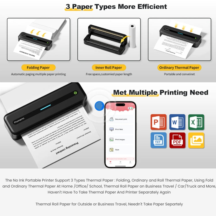 Phomemo M832 300dpi Wireless Thermal Portable Printer, Size: A4 Version(Gray) - Printer by Phomemo | Online Shopping UK | buy2fix