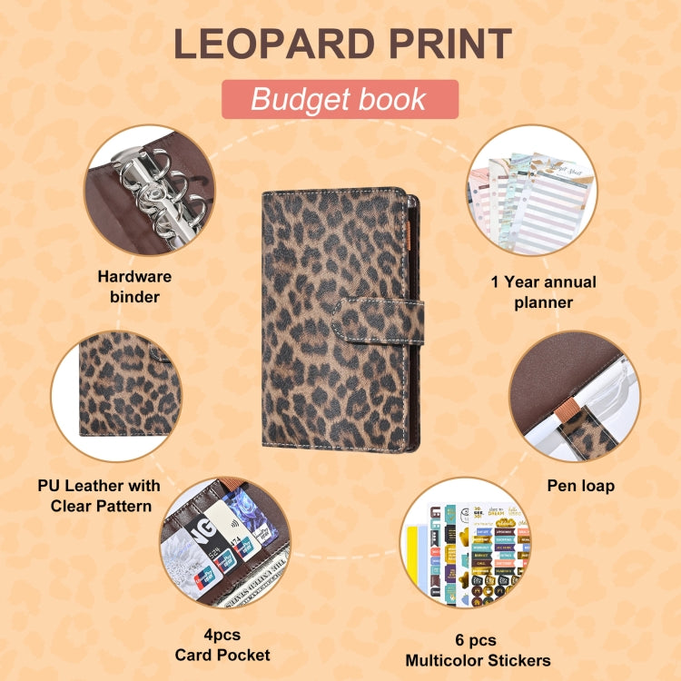 A6 Leopard Print Cash Budget Notebook  Loose Leaf Financial Management Notepad(Blue) - Notebooks by buy2fix | Online Shopping UK | buy2fix