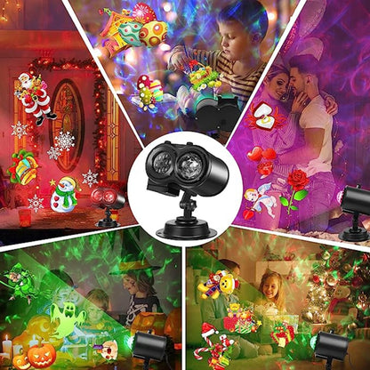 16 Cards US Plug Color Card Pattern 9W Christmas Projection Light Remote Control Snow Light - Christmas Decoration Lamps by buy2fix | Online Shopping UK | buy2fix