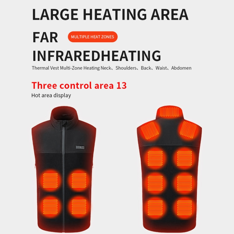 Heated Vest USB Charging Smart Heating Clothing 13 Zones Heating 3 Switch Control, Size: 4XL/5XL/6XL(Black) - Loose Coat by buy2fix | Online Shopping UK | buy2fix