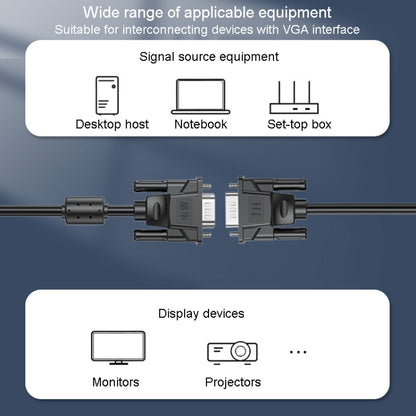 JINGHUA VGA3+6 Computer Monitor Screen Connection Cable VGA Display Connection Wire, Size: 5m(Black) - Cable by JINGHUA | Online Shopping UK | buy2fix
