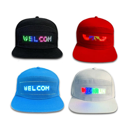 LED Luminous Advertising Hat DIY Words Pixel Lighting Rechargeable Bluetooth APP Control Scrolling Message Flexible Cap(Mixed Color Letter White) - Peaked Cap by buy2fix | Online Shopping UK | buy2fix