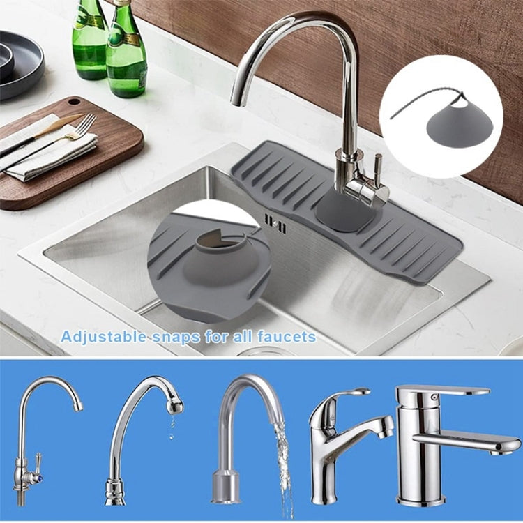 Bathroom Kitchen Silicone Faucet Anti-Splash Drain Mat, Color: Black+Waterproof Edge(37x14.7x2cm) - Faucets & Accessories by buy2fix | Online Shopping UK | buy2fix
