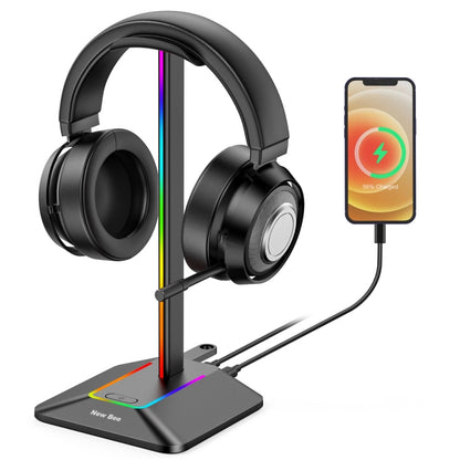 New Bee Dual Output Colorful Headset Display Rack HUB Expansion Headphone Holder, Color: Z8 Silver - Headset Stand by buy2fix | Online Shopping UK | buy2fix