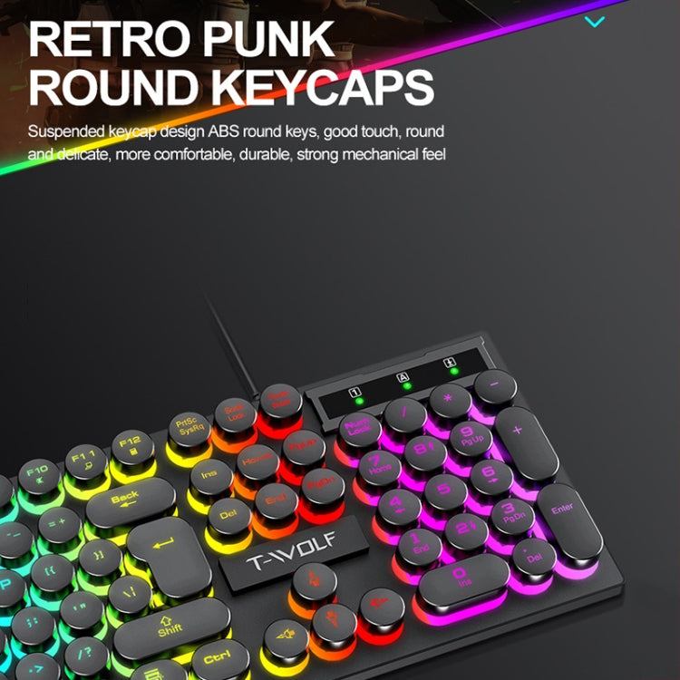 T-WOLF T80 104-Keys RGB Illuminated Office Game Wired Punk Retro Keyboard, Color: White - Wired Keyboard by T-WOLF | Online Shopping UK | buy2fix