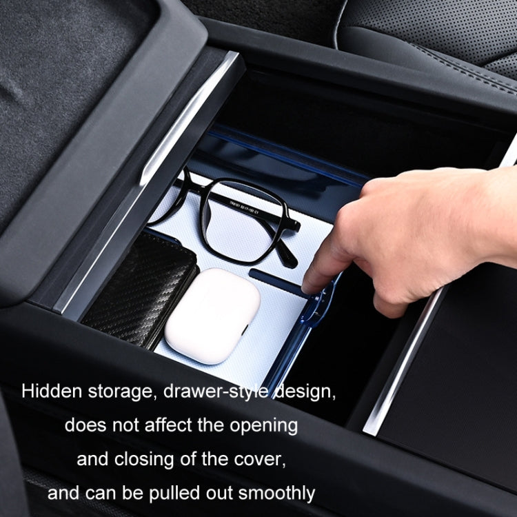 For 2023.9 Tesla Model3 Silicone Double-Layer Storage Box, Color: Blue Armrest Box - Stowing Tidying by buy2fix | Online Shopping UK | buy2fix