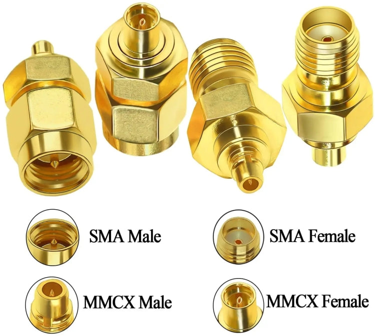 SMA Female To MMCX Female Coaxial Adapter Kit Brass Coaxial Connector RF Antenna Adapter - DVB-T & Simulation Antenna by buy2fix | Online Shopping UK | buy2fix