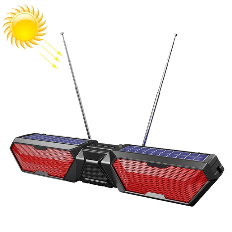 DV-880 Dual Solar Wireless Bluetooth Speaker Outdoor Long Radio(Red) - Radio Player by buy2fix | Online Shopping UK | buy2fix
