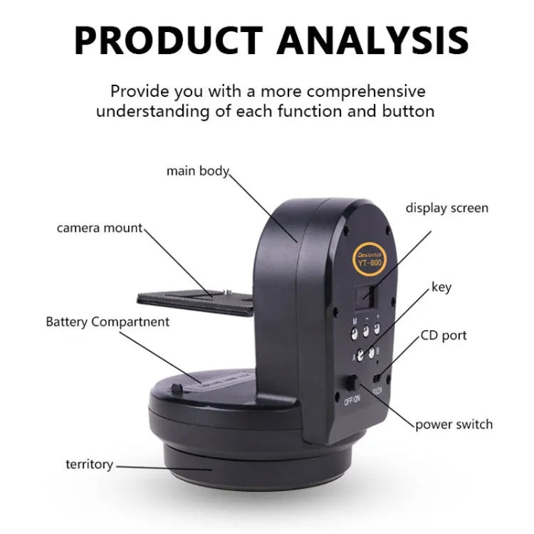 Desiontal YT-800 Cell Phone Camera Remote Control Gimbal 360 Rotation Panoramic Shooting Stabilizer(Standard) - Tripod Heads by Desiontal | Online Shopping UK | buy2fix