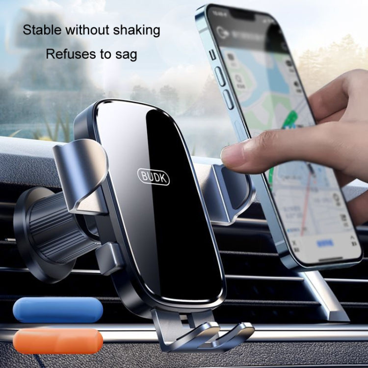 BUDK Anti-shake Car Phone Bracket Car Navigation Air Vent Fixed Gravity Support Stand(Black) - Car Holders by BUDK | Online Shopping UK | buy2fix