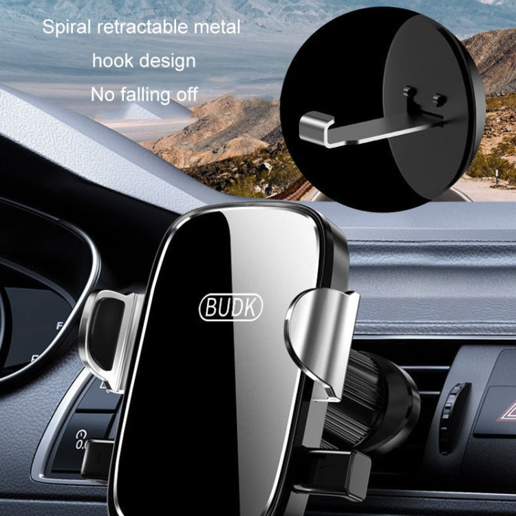 BUDK Anti-shake Car Phone Bracket Car Navigation Air Vent Fixed Gravity Support Stand(Black) - Car Holders by BUDK | Online Shopping UK | buy2fix