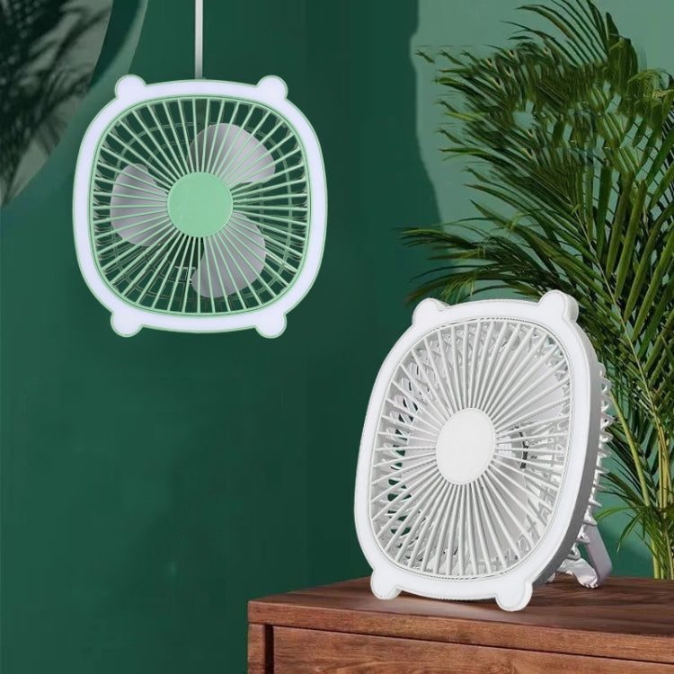 Rechargeable Table Fan With Reading LED Light  3 Wind Speed Adjustment(Green) - Electric Fans by buy2fix | Online Shopping UK | buy2fix