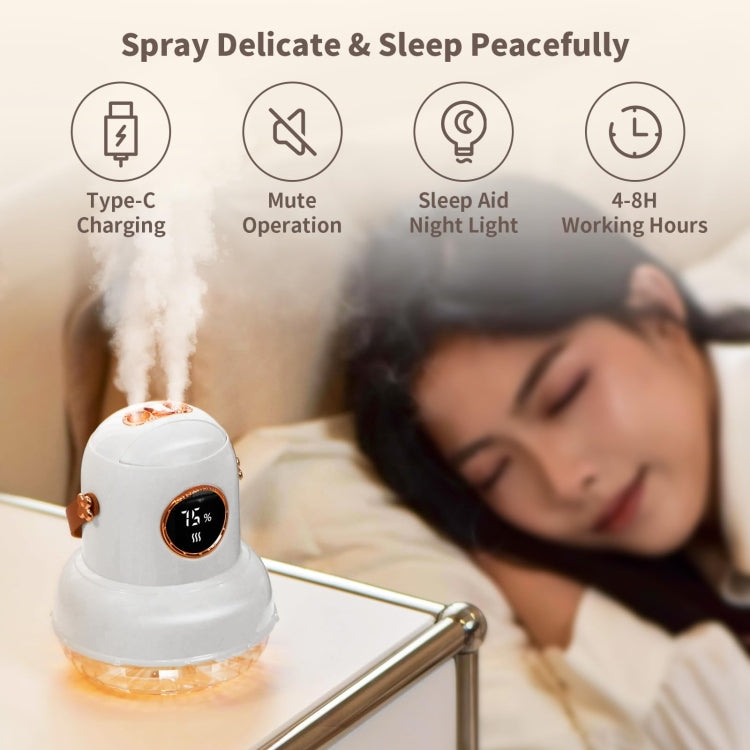 ICARER FAMILY IF-JS01 USB Charging Desktop Night Light Dual-spray Humidifier, Color: Beige (Digital) - Air Purifiers & Accessories by ICARER FAMILY | Online Shopping UK | buy2fix