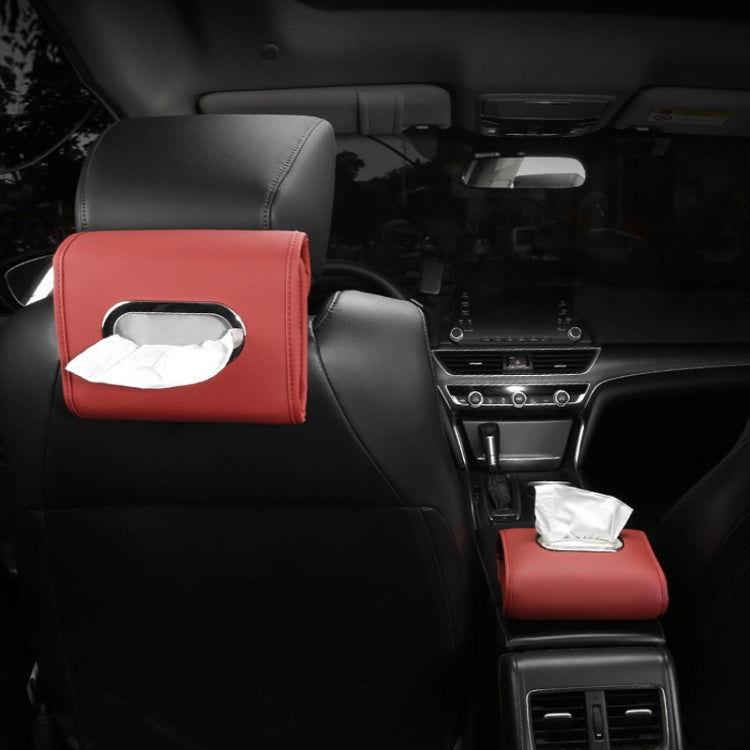 Auto Armrest Tissue Box Car Seat Back Hanging Napkin Pack Cover(Wine Red) - Tissue Boxes by buy2fix | Online Shopping UK | buy2fix