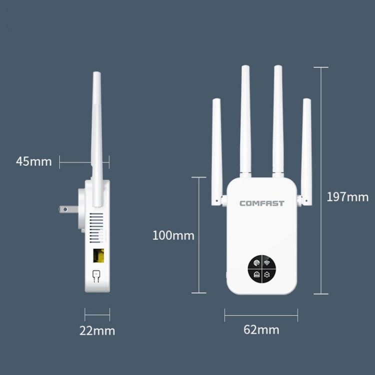 COMFAST 762AC 1200Mbps WiFi Signal Booster Dual Band WiFi Repeater with OLED Display Screen - Broadband Amplifiers by COMFAST | Online Shopping UK | buy2fix