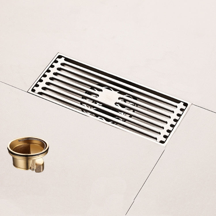 All Copper Brushed Anti-Odor Floor Drain Gravity Copper Core Bathroom Floor Drain, Specification: 8x20cm Long Medium Drain - Drain Strainers by buy2fix | Online Shopping UK | buy2fix