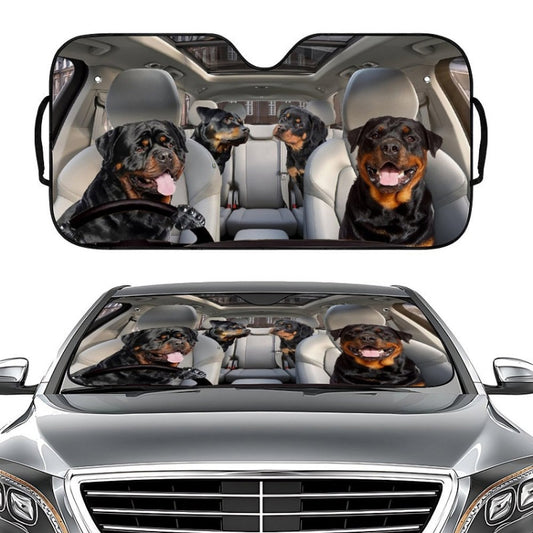 70x145cm Printed Car Sun Protection Heat Insulation Sunshade(Black Dog) - Window Foils & Solar Protection by buy2fix | Online Shopping UK | buy2fix