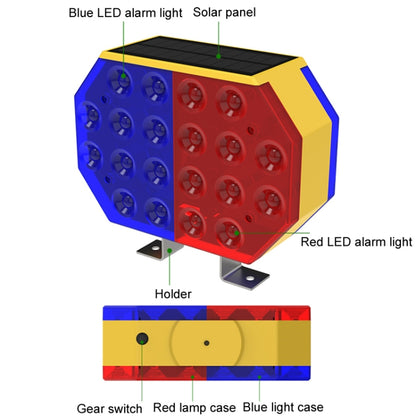 C1A Solar Powered Double Sided LED Barricade Light Traffic Signal Red And Blue Strobe Road Warning Lights - Warning Lights by buy2fix | Online Shopping UK | buy2fix