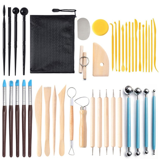 42 In 1 Clay Tools Kit Ceramics DIY Clay Sculpting Tools for Pottery Craft, Baking, Carving - Burin &Cutting Knife by buy2fix | Online Shopping UK | buy2fix