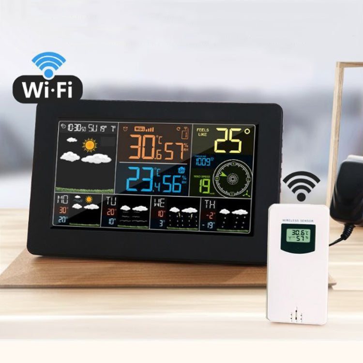 WiFi Color Screen Weather Station Temperature And Humidity Weather Forecast Clock, Model: EU Plug - Indoor Thermometer by buy2fix | Online Shopping UK | buy2fix