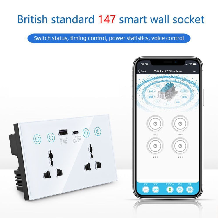 Graffiti Smart Socket With Switch USB+Type-C Dual Port Remote Control Socket, UK Plug, Style: Wifi Black - Smart Socket by buy2fix | Online Shopping UK | buy2fix