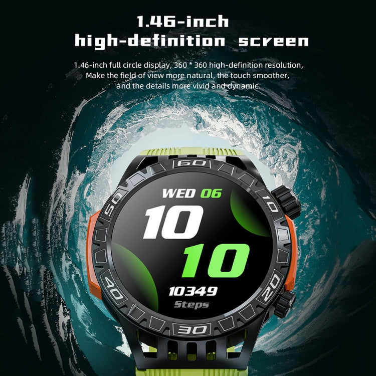 LOKMAT ZEUS6 PRO 1.46-Inch IP68 Waterproof SOS Flashlight Bluetooth Smart Watch(Yellow Green) - Smart Watches by LOKMAT | Online Shopping UK | buy2fix