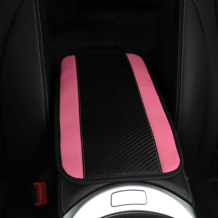 32x19cm PU Carbon Fiber Leather Central Armrest Box Cover Anti-slip Pad(Pink) - Seat Accessories by buy2fix | Online Shopping UK | buy2fix