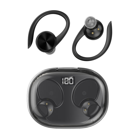 Stereo Hanging Ear Bluetooth Earphones With Digital Display Charging Compartment(Black) - Bluetooth Earphone by buy2fix | Online Shopping UK | buy2fix