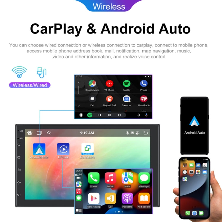 7inch Android 13.0 Dual Butt Universal Wireless Carplay Car Navigation Center Control All-In-One Monitor(Standard) - Car MP3 & MP4 & MP5 by buy2fix | Online Shopping UK | buy2fix