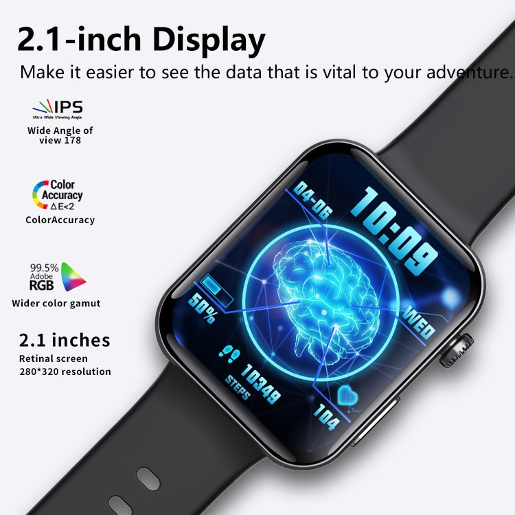 F300  2.1-Inch Screen Smart Watch Supports Bluetooth Calls/ECG/Blood Composition Analysis/50+ Sports Modes, Color: Black Milan - Smart Watches by buy2fix | Online Shopping UK | buy2fix