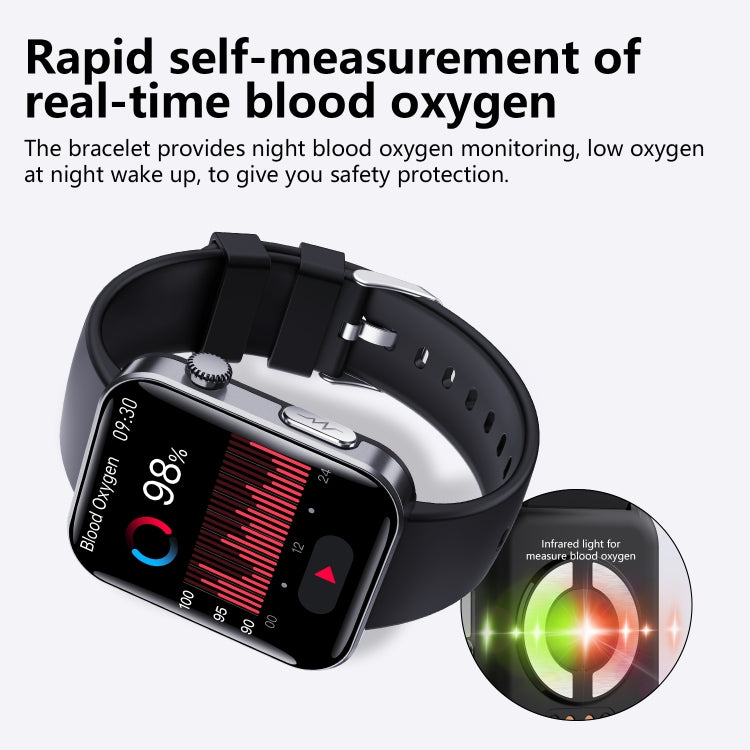 F300  2.1-Inch Screen Smart Watch Supports Bluetooth Calls/ECG/Blood Composition Analysis/50+ Sports Modes, Color: Black Milan - Smart Watches by buy2fix | Online Shopping UK | buy2fix