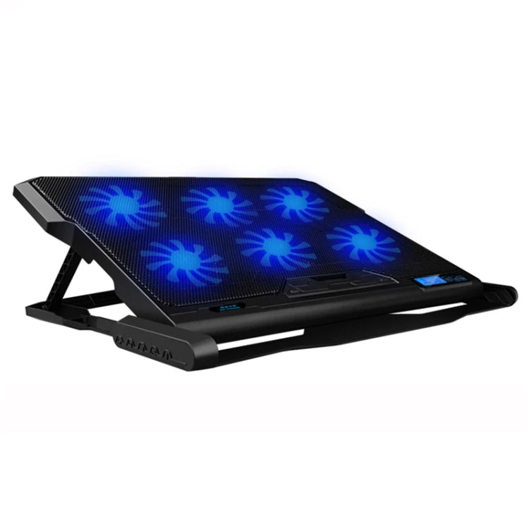 ICE COOREL K6 6-fans Adjustable LCD Display Laptop Stand Radiator(Black) - Cooling Pads by ICE COOREL | Online Shopping UK | buy2fix