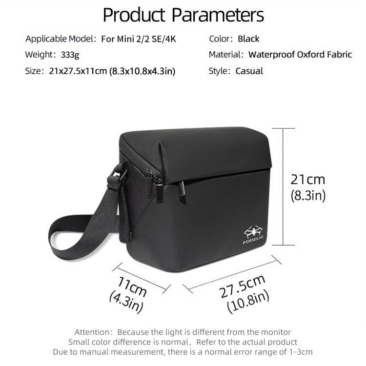 For DJI Mini 4K / Mini 2 SE / Mini 2 Portable Waterproof Shoulder Bag Messenger Bag(Black) - Backpacks & Bags by buy2fix | Online Shopping UK | buy2fix