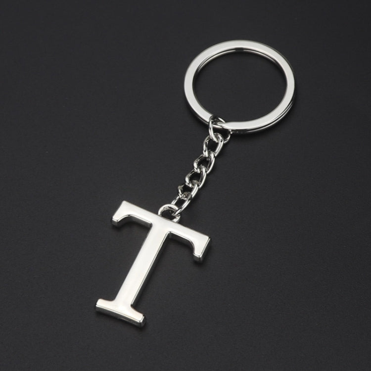 Double-Sided Three-Dimensional Plating Alphabet Keychain, Style: T - Key Rings by buy2fix | Online Shopping UK | buy2fix