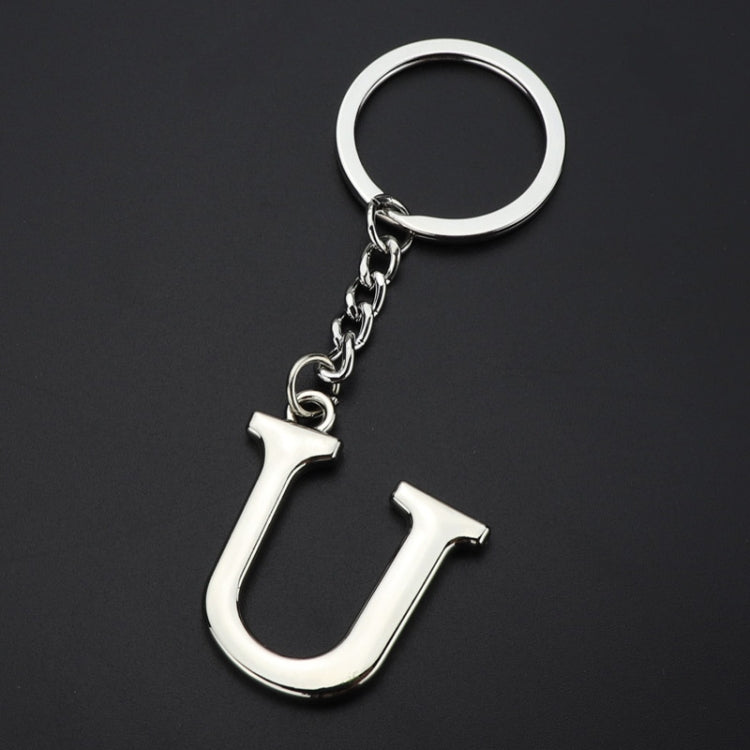 Double-Sided Three-Dimensional Plating Alphabet Keychain, Style: U - Key Rings by buy2fix | Online Shopping UK | buy2fix