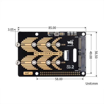 Waveshare For Raspberry Pi 5 PCIe To 2-Ch M.2 Adapter Type B NVMe Protocol(27710) - Raspberry Pi Accessories by Waveshare | Online Shopping UK | buy2fix