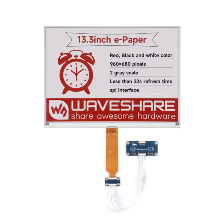 Waveshare 13.3inch 960×680 Pixels SPI Communication E-Ink Display, Spec: Module Version - LCD & LED Display Module by Waveshare | Online Shopping UK | buy2fix