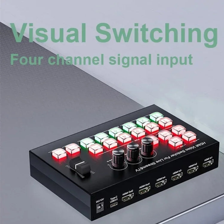 4 In 2 Out HDMI Guide Switchboard Type-C USB 3.0 Capture Port OSD Display Game Switcher EU Plug(Black) - Live Sound Effects Processors by buy2fix | Online Shopping UK | buy2fix