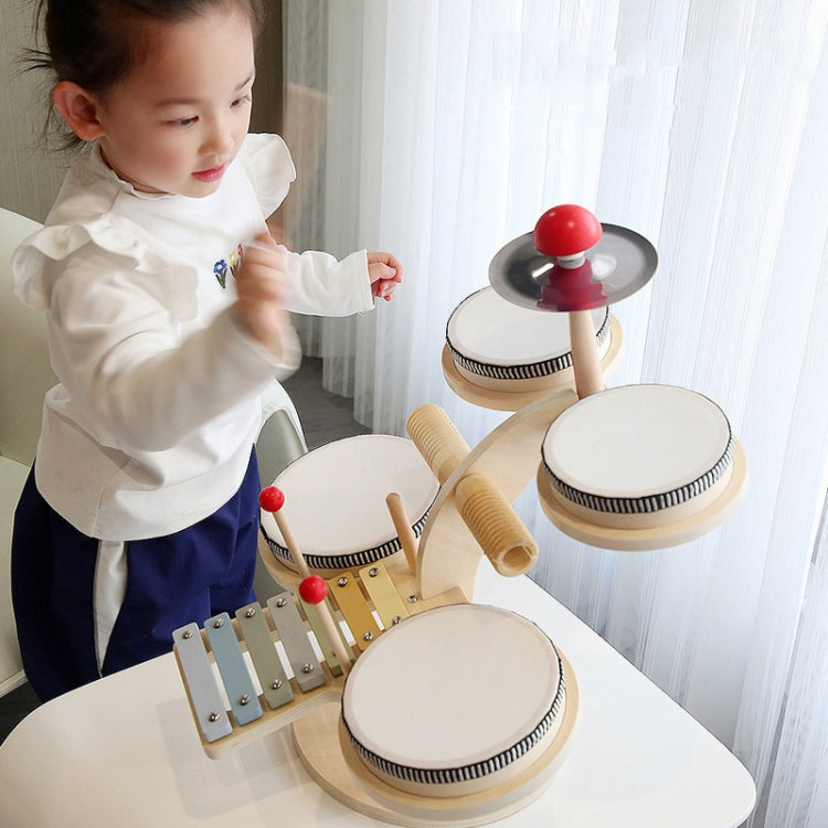 Children Wooden Desktop Music Percussion Toy Baby Early Learning Drum Enlightenment Toy, Style: Multi-function Drum Set - Musical Instrument Toys by buy2fix | Online Shopping UK | buy2fix