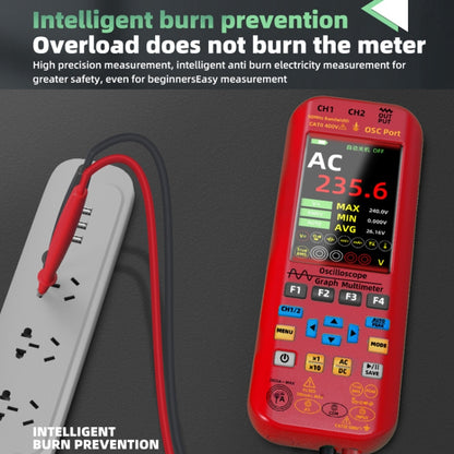 BSIDE O9 Digital Handheld Dual Channel 50MHz Oscilloscope Signal Source Multimeter, Spec: With Single Oscilloscope Probe (Red) - Digital Multimeter by BSIDE | Online Shopping UK | buy2fix